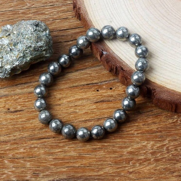 Men’s Healing Energy Bracelet – Hematite & Pyrite Natural Stones - Picture 4 of 5